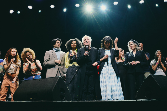 V (formerly Eve Ensler), Rosario Dawson, Jane Fonda, and Company of DEAR EVERYTHING Photo