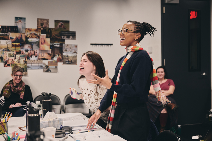 Vocal Coach Liz Hayes, Kathryn Gallagher, Alyah Chanelle Scott and Wardrobe Superviso Photo