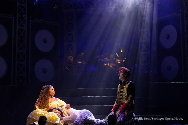 Left to right: Jael Gadsden as Mary, Jermarcus Riggins as Jesus, and Christian Becerra as Judas. Photo by Allie Kent, courtesy of the Springer Opera House.