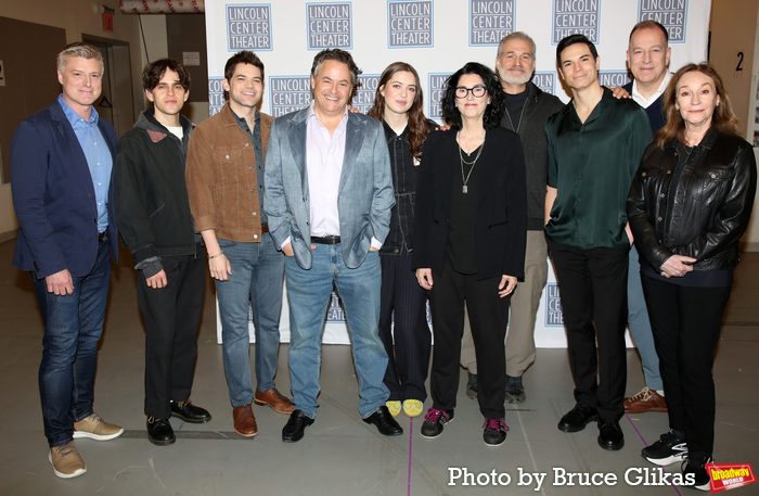 Sean Allan Krill, Taylor Trensch, Jeremy Jordan, Composer/Lyricist Adam Guettel, Lizzy McAlpine, Dlrector/Playwright Tina Landau, Marc Kudisch, Jason Gotay, Musical Director Ted Sperling and Jessica Molaskey at 