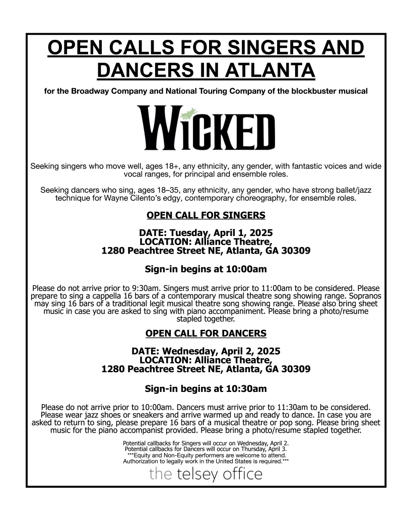 WICKED Will Hold Atlanta Open Call for Broadway & Tour Companies  Image