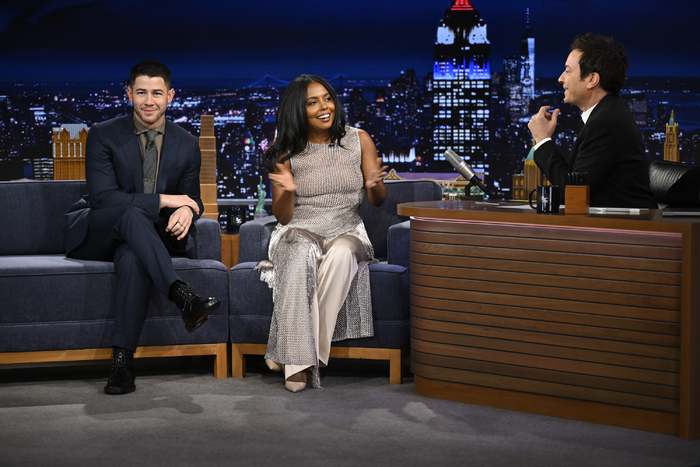 Jimmy Fallon, Adrienne Warren, Nick Jonas Photo