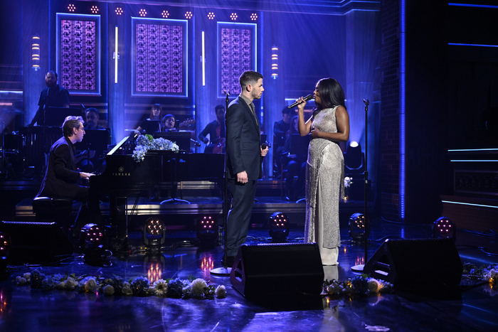 Photo Exclusive: THE LAST 5 YEARS Stars Nick Jonas and Adrienne Warren Stop By THE TONIGHT SHOW  Image