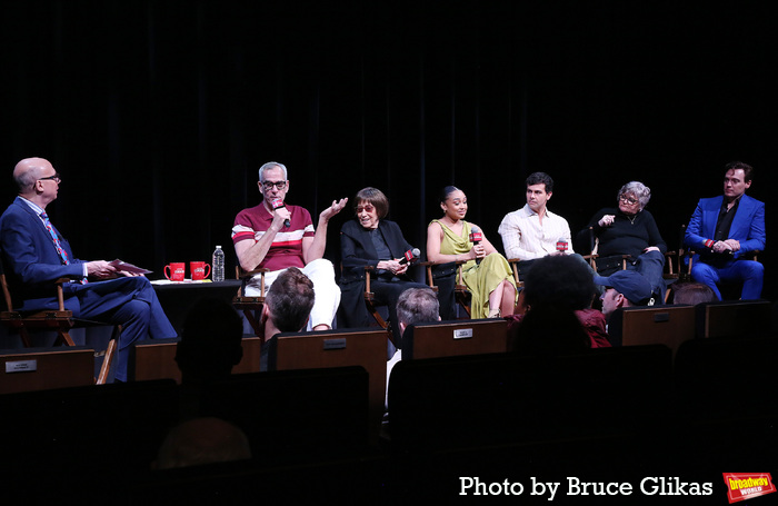 Moderator Richard Ridge, Director/Choreographer Jerry Mitchell, Lyricist Susan Birken Photo