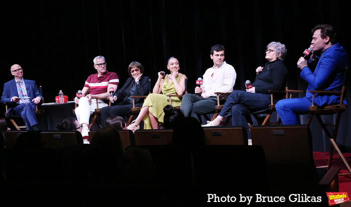 Moderator Richard Ridge, Director/Choreographer Jerry Mitchell, Lyricist Susan Birken Photo