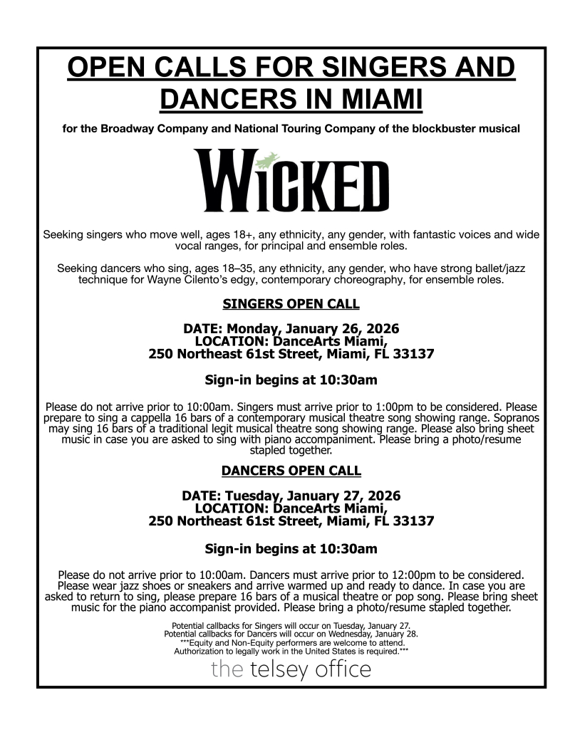 WICKED to Hold Open Calls in Miami for Broadway and National Touring Companies Image
