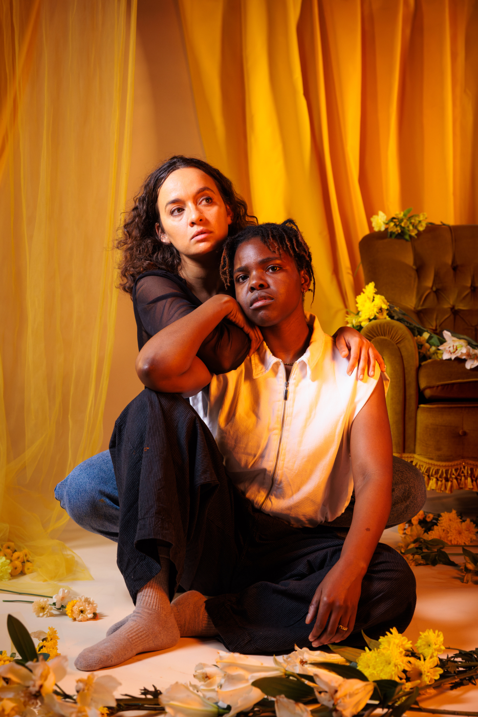 Photo: Francesca Amewudah-Rivers and Nadi Kemp-Sayfi in TENDER at the Bush Theatre Image