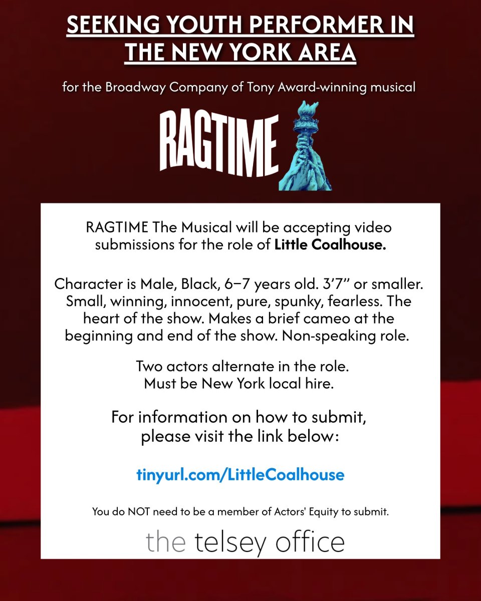 RAGTIME on Broadway to Hold Virtual Open Call for 'Little Coalhouse' Image