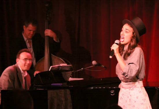 Miranda performing with Tedd Firth on piano and Steve Doyle on bass Photo