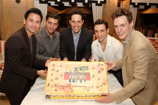 Travis Cloer, Deven May, Jeff Liebow, Rick Faugno, and Erich Bergen Photo