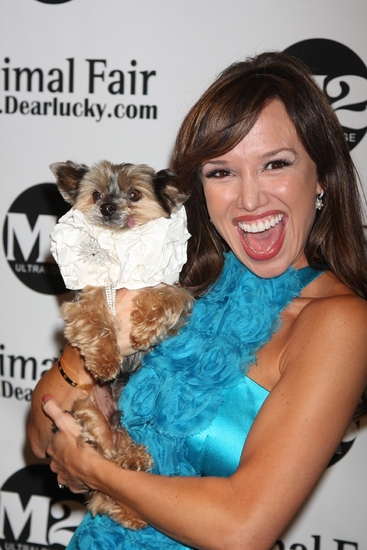 Sara Gore (Host LXTV) with Marc Bouwer's dog Goliath Photo