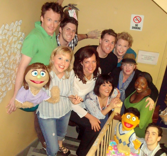 Allison Janney and Kathy Fitzgerald (9 TO 5) with the cast of AVENUE Q Photo