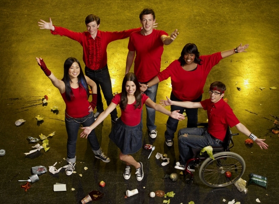 Jenna Ushkowitz, Chris Colfer, Cory Monteith, Amber Riley, Kevin McHale and Lea Miche Photo