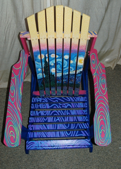 Starry Night Rocker, painted by professional watercolor artist and teacher, Portia A. Photo