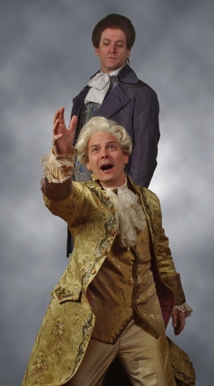 Andrew Long as Salieri and (below) Jim Poulos as Mozart Photo
