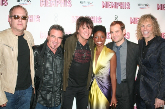 Hugh McDonald, Tico Torres, Richie Sambora, Montego Glover, Chad Kimball and David Br Photo