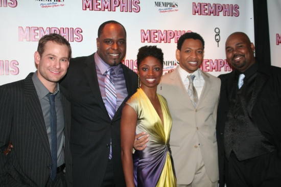 Chad Kimball, J. Bernard Calloway, Montego Glover, Derrick Baskin and James Monroe In Photo