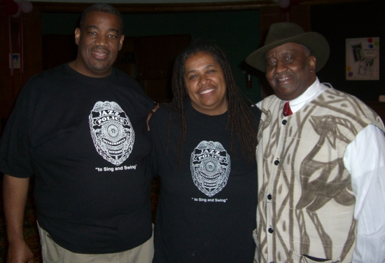 Kevin Mahogany with wife Allene, and drummer Bernard "Pretty" Purdie Photo