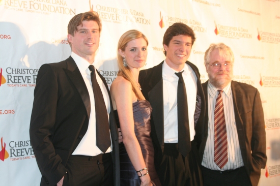 Matthew Reeve, Alexandra Reeve Givens, Will Reeve and Philip Seymour Hoffman Photo