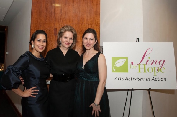 Renee Fleming with Sing for Hope's co-founders Monica Yunus and Camille Zamora Photo