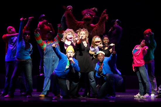 Anika Larsen with the casts of The casts of Avenue Q and In The Heights Photo