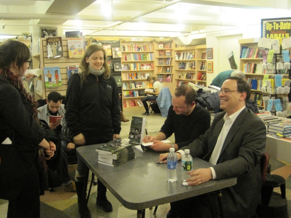 Howard Sherman and Ben Hodges signing books at The Drama Bookshop Photo