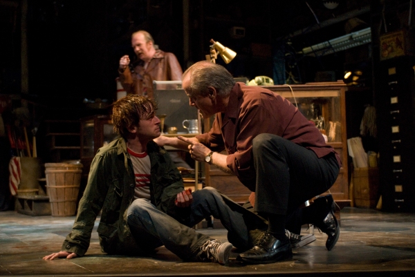 (left to right) Patrick Andrews with ensemble members Tracy Letts (back) and Francis  Photo