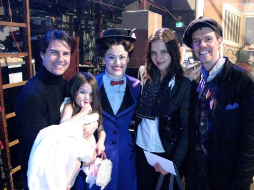 Tom Cruise, Suri Cruise, Ashley Brown (stars as Mary Poppins), Katie Holmes and Gavin Photo