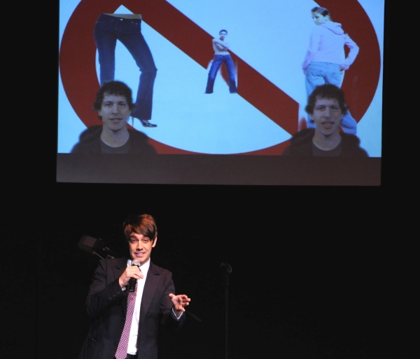 Jorma Taccone on stage; on video Andy Samberg Photo