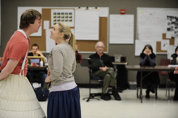  Cliff Chamberlain (Richard) and Heather Wood (Fanny) work on a scene from A True His Photo