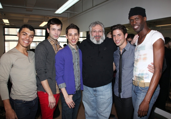 Harvey Fierstein with Cagelles: Yurel Echezarreta, Logan Keslar, Sean Patrick Doyle,  Photo