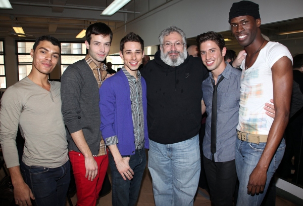 Harvey Fierstein with Cagelles: Yurel Echezarreta, Logan Keslar, Sean Patrick Doyle,  Photo