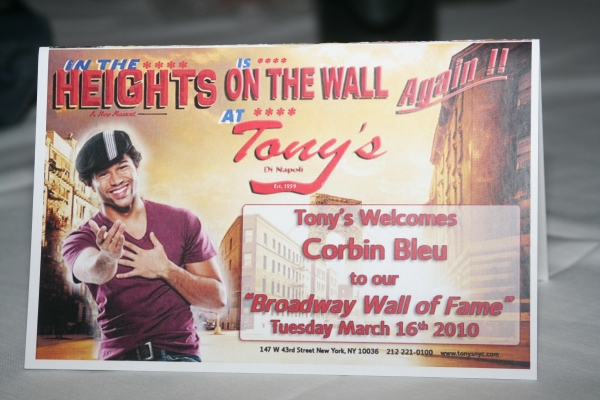 Photo Coverage: Corbin Bleu Portrait Unveiled at Tony's diNapoli Image