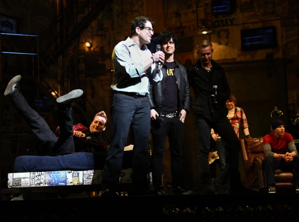Tre Cool, Michael Mayer, Billie Joe Armstrong, Mike Dirnt and AMERICAN IDIOT Cast Photo