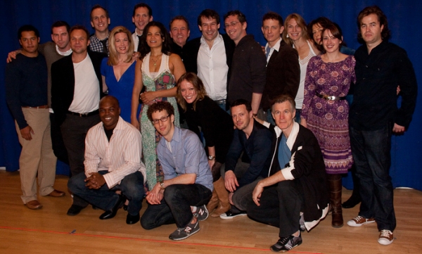 The cast of Enron with the director and playwright Photo