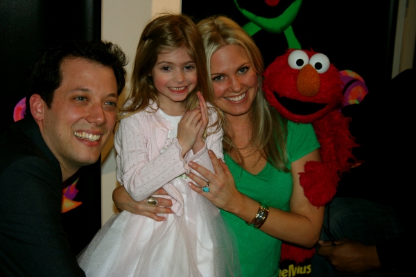John Tartaglia, Terry Colombino and daughter Julia with Elmo Photo