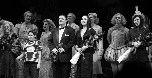 Jackie Hoffman, Nathan Lane, Bebe Neuwirth and the cast of the Addams Family Photo