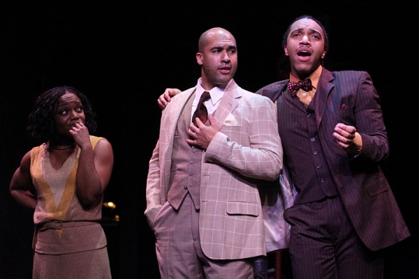 Kenita Miller as Zora , Josh Tower as Langston Hughes and Jordan Barbour 
 Photo