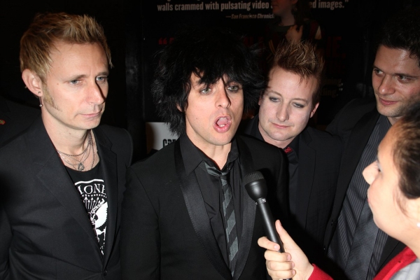 Mike Dirnt, Billie Joe Armstrong, Tre Cool of Green Day and Tom Kitt Photo