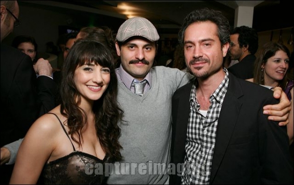 Shelia Vand and Arian Moayed pose with actor Omar Metwally
 Photo