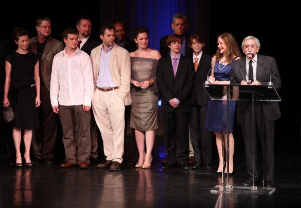 Edward Albee with Hallie Foote an the ensemble from THE ORPHAN'S HOME CYCLE
 Photo