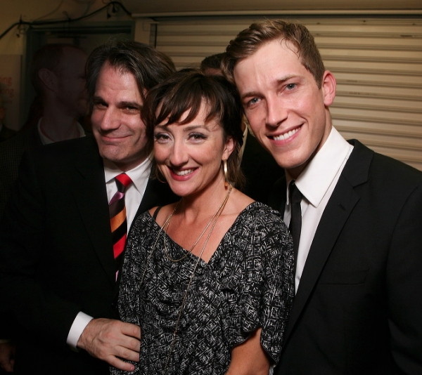 Bart Sher poses with cast members Carmen Cusack and Anderson Davis Photo