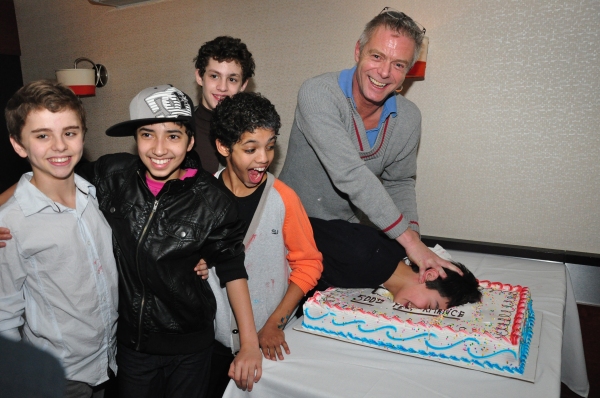 Alex Ko getting a face full of cake! Michael Dameski, Dayton Tavares, Liam Redhead, T Photo