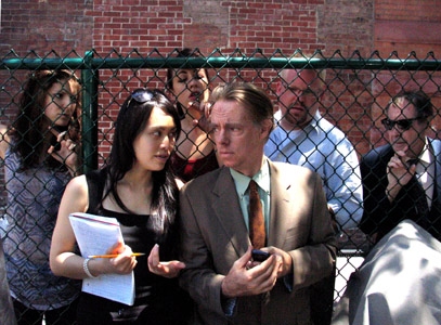 Ivory Aquino (Marc Antony), Hamilton Clancy (Caesar).  Behind (L-R):  Marianna Caldwe Photo