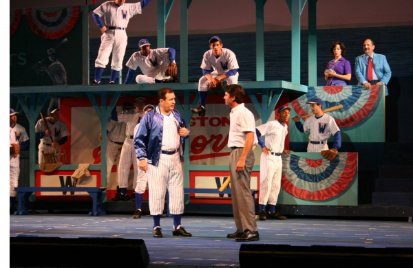 Lee Roy Reams and Lewis J. Stadlen with the Damn Yankees ensemble Photo