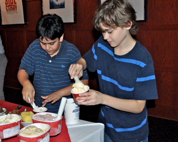 Matthew Gumley amd Kyle Brenn enjoying Cold Stone Ice Cream at Dave & Busters! Photo