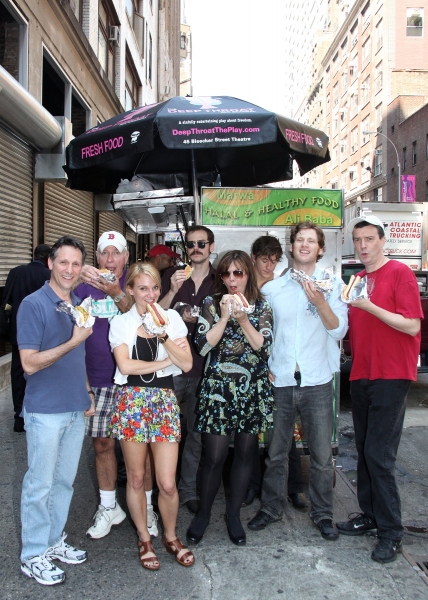 Lunch Break at the Hot Dog Stand: (l to r) Stephen Hope, John-Charles Kelly, Lori Gar Photo