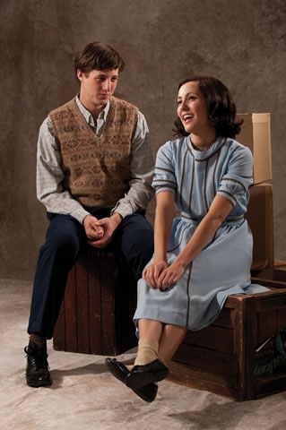 Rhett Guter (left) as Peter van Daan and Mariko Nakasone as Anne Frank Photo