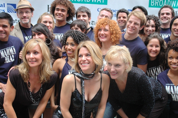 Judy McLane, Heidi Godt and Stacia Fernandez and the cast of Mamma Mia Photo