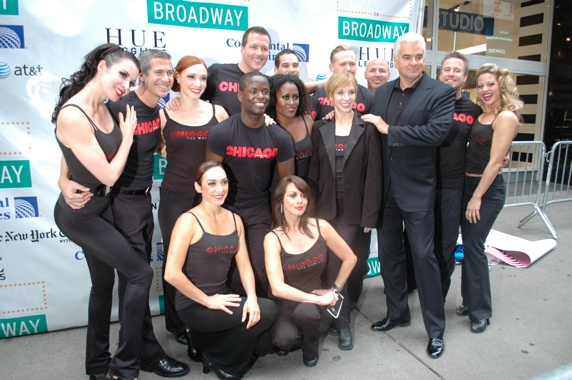 Charlotte d'Amboise and John O'Hurley and the cast of Chicago Photo